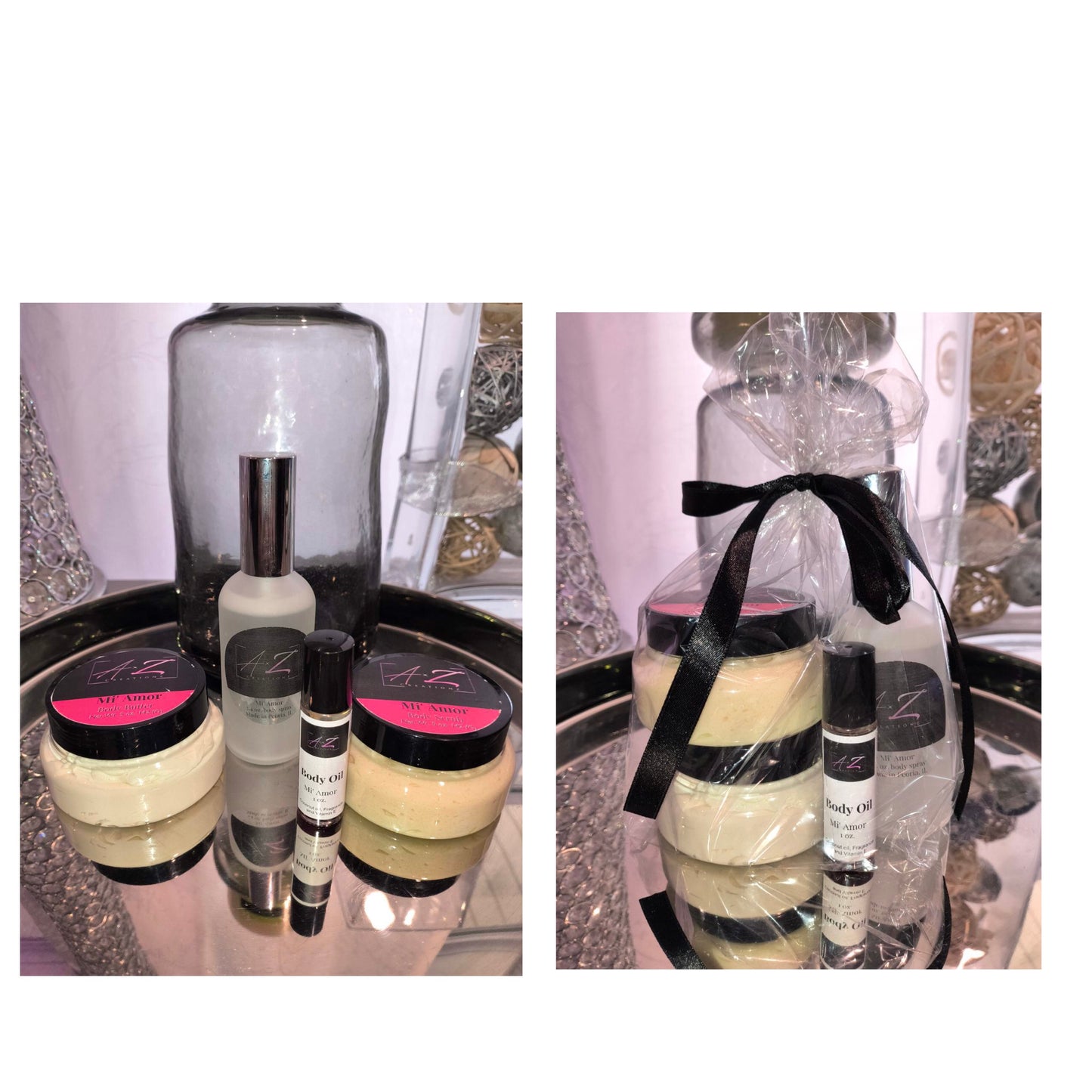 Bodycare Set.  Comes with bodybutter, bodyscrub, lipscrub and bodymist